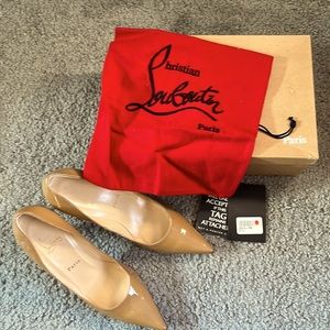 NIB Christian Louboutin Deciltissimo 85 Patent Calf in Camel